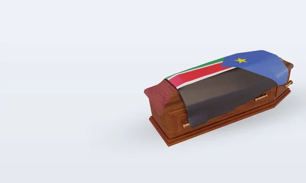 3D副棺材南苏丹国旗渲染权视图 — 图库照片