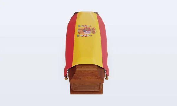 Trumna Hiszpania Flaga Renderowania Widok Przodu — Zdjęcie stockowe