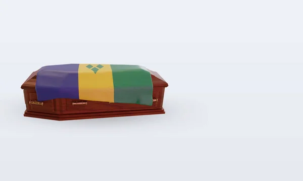3D棺聖ヴィンセントとグレナディーン旗のレンダリング左ビュー — ストック写真