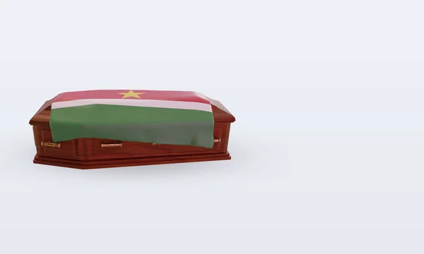 Coffin Suriname Flag Rendering Left View — Stock Photo, Image