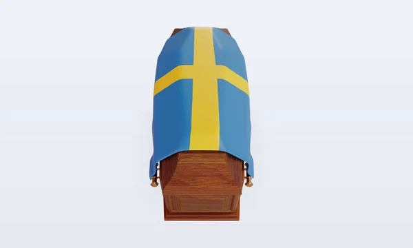 Trumna Szwecja Flaga Renderowania Widok Przodu — Zdjęcie stockowe