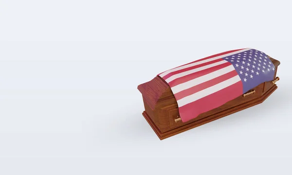 3D tabut Amerika bayrağı doğru görünüm veriyor