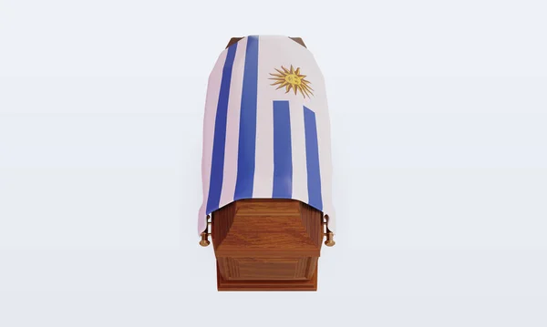 Trumna Urugwaj Flaga Renderowania Widok Przodu — Zdjęcie stockowe