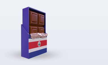 3d çikolatalı Kosta Rika bayrağı sol görüşü yansıtıyor