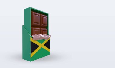 3D çikolatalı Jamaika bayrağı sol görüşü yansıtıyor