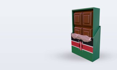 3d çikolatalı Kenya bayrağı sağ görüşü yansıtıyor