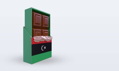 3D çikolatalı Libya bayrağı sol görüşü yansıtıyor