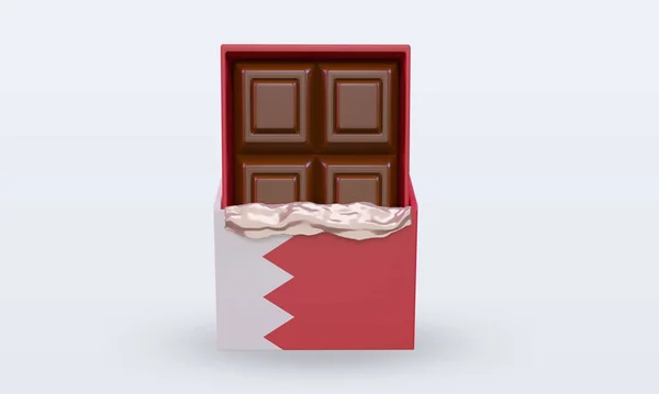 Cioccolato Bahrain Bandiera Rendering Vista Frontale — Foto Stock