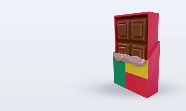 Chocolate Benin Bandeira Renderização Visão Direita — Fotografia de Stock