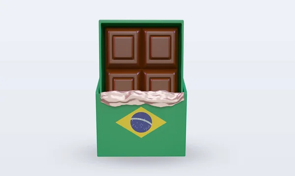 Csokoládé Brazília Zászló Rendering Elölnézet — Stock Fotó