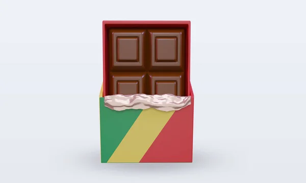 Chocolate República Congo Bandeira Renderização Vista Frontal — Fotografia de Stock