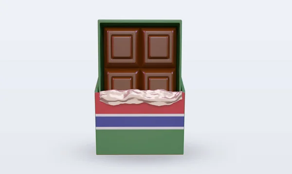 Chocolate Gambia Flag Rendering Front View — Stock Photo, Image