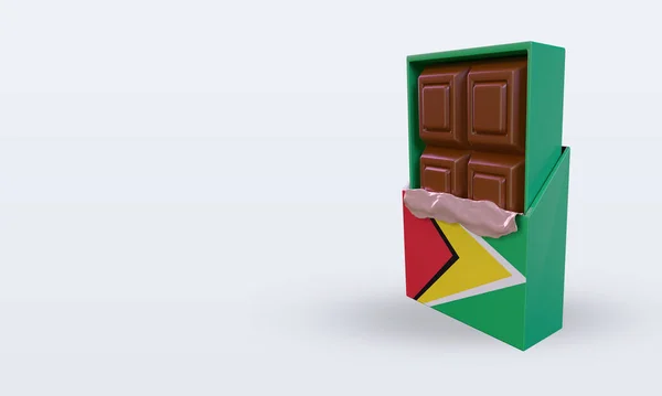 Chocolate Guiana Bandeira Renderização Visão Direita — Fotografia de Stock