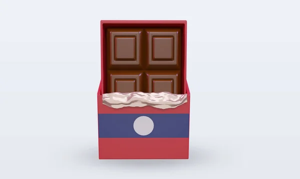 Chocolate Laos Flag Rendering Front View — Stock Photo, Image