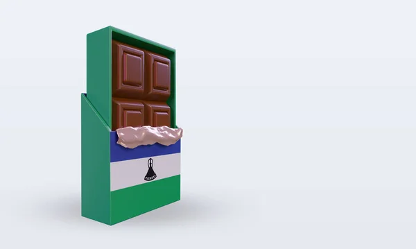 Schokolade Lesotho Flagge Rendering Linke Ansicht — Stockfoto
