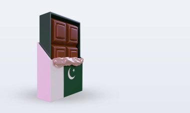 3D çikolatalı Pakistan bayrağı sol görüşü yansıtıyor