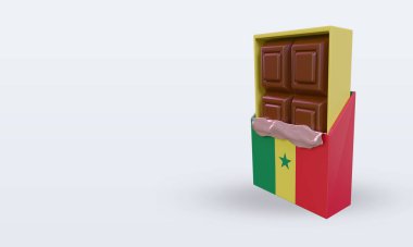 3D çikolatalı Senegal bayrağı sağa bakıyor.