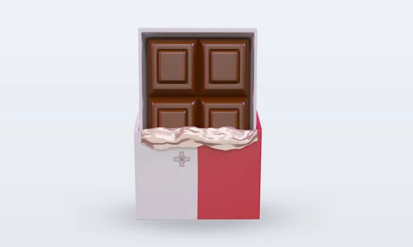 Chocolate Malta Flag Rendering Front View — Stock Photo, Image