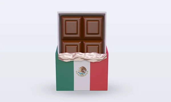 Csokoládé Mexikó Zászló Rendering Elölnézet — Stock Fotó