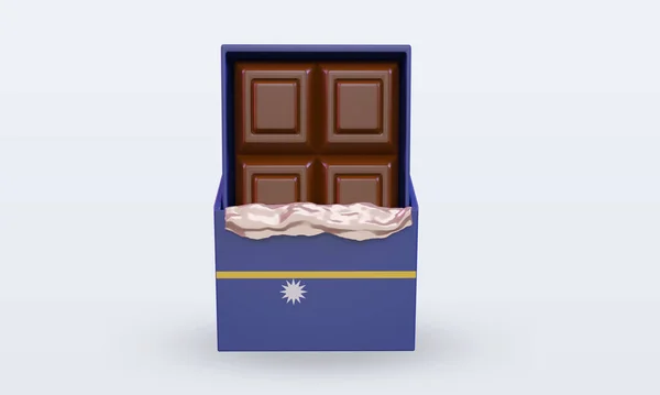 Chocolate Nauru Flag Rendering Front View — Stock Photo, Image