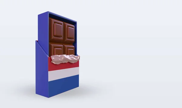 Chocolate Holanda Bandeira Renderização Visão Esquerda — Fotografia de Stock
