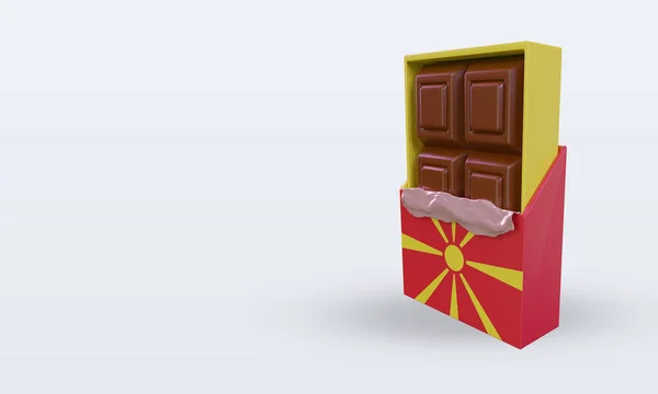 Chocolate Norte Macedónia Bandeira Renderização Visão Direita — Fotografia de Stock