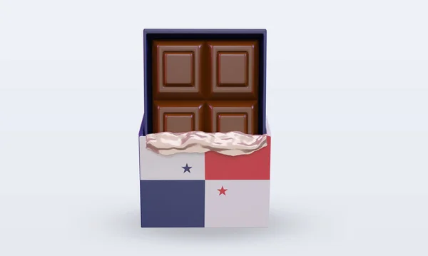 3D çikolatalı Panama bayrağı ön görünümü yansıtıyor