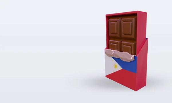 3Dチョコレートフィリピンの旗のレンダリング右側のビュー — ストック写真
