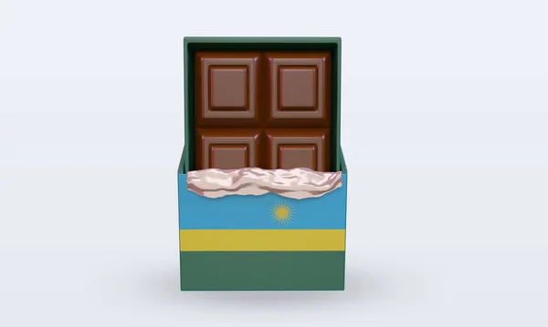 Chocolate Rwanda Flag Rendering Front View — Stock Photo, Image