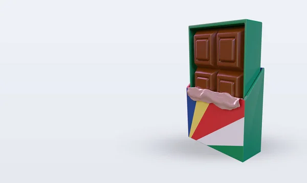 Chocolate Seychelles Bandeira Renderização Visão Direita — Fotografia de Stock