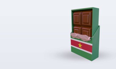 3d çikolatalı Surinam bayrağı sağ görüşü yansıtıyor