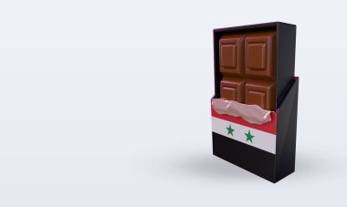 3d çikolatalı Suriye bayrağı sağa bakıyor