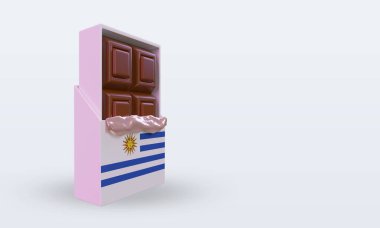 3d çikolatalı Uruguay bayrağı sol görüşü yansıtıyor