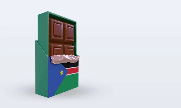 Cioccolato Sud Sudan Bandiera Rendering Vista Sinistra — Foto Stock