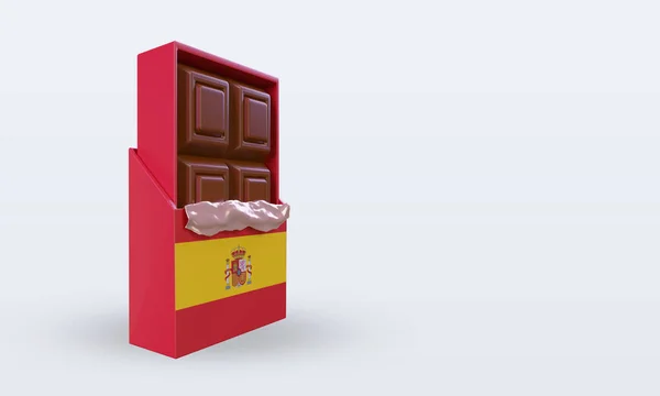Chocolate Espanha Bandeira Renderização Visão Esquerda — Fotografia de Stock