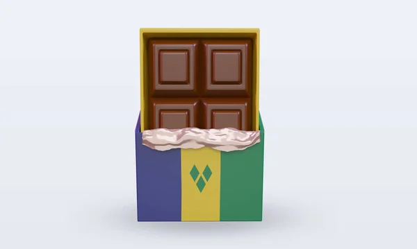 Chocolate Vincent Grenadines Flag Rendering Front View — Stock Photo, Image