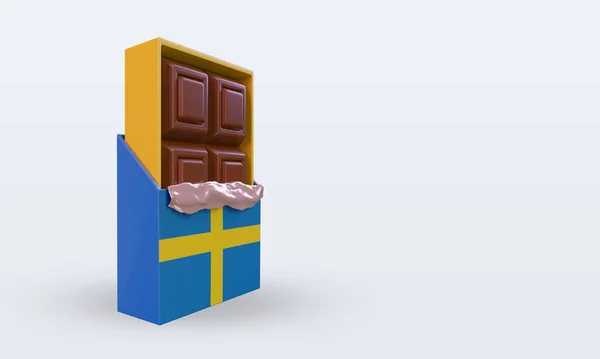 Chocolate Bandera Suecia Representación Vista Izquierda — Foto de Stock