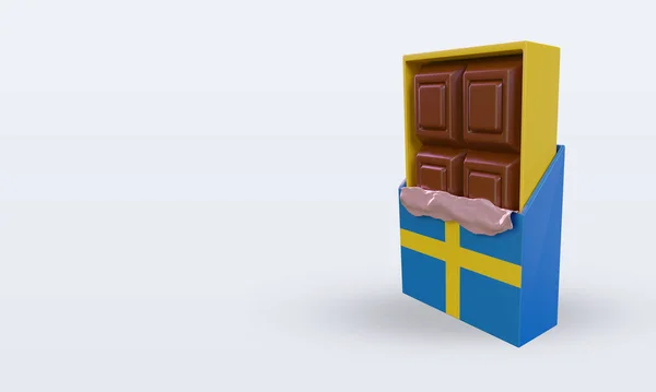 Chocolate Suecia Bandera Representación Vista Derecha — Foto de Stock
