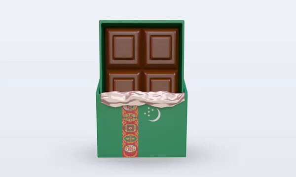 Chocolate Turquemenistão Bandeira Renderização Vista Frontal — Fotografia de Stock