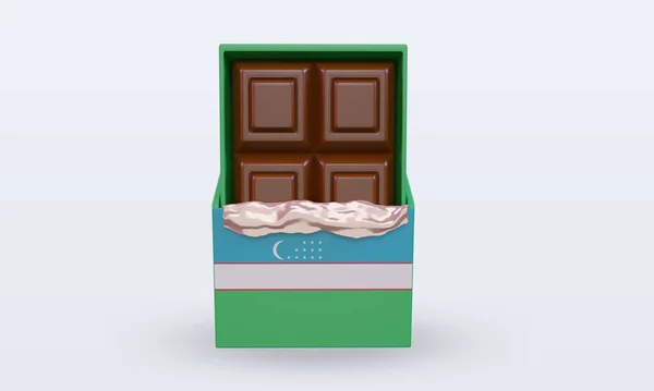 Chocolate Uzbekistan Flag Rendering Front View — Stock Photo, Image