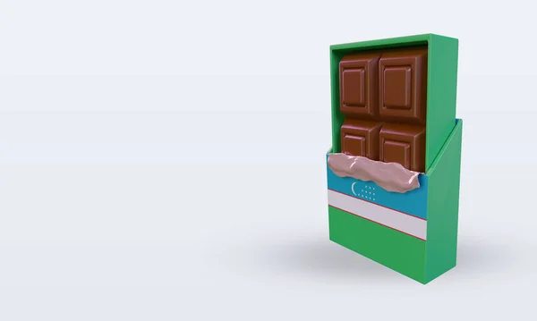 Chocolate Uzbekistan Flag Rendering Right View — Stock Photo, Image