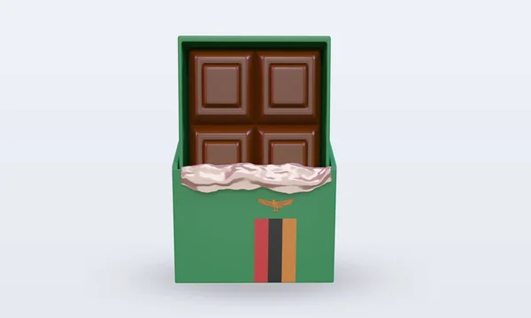 Chocolate Zâmbia Bandeira Renderização Vista Frontal — Fotografia de Stock