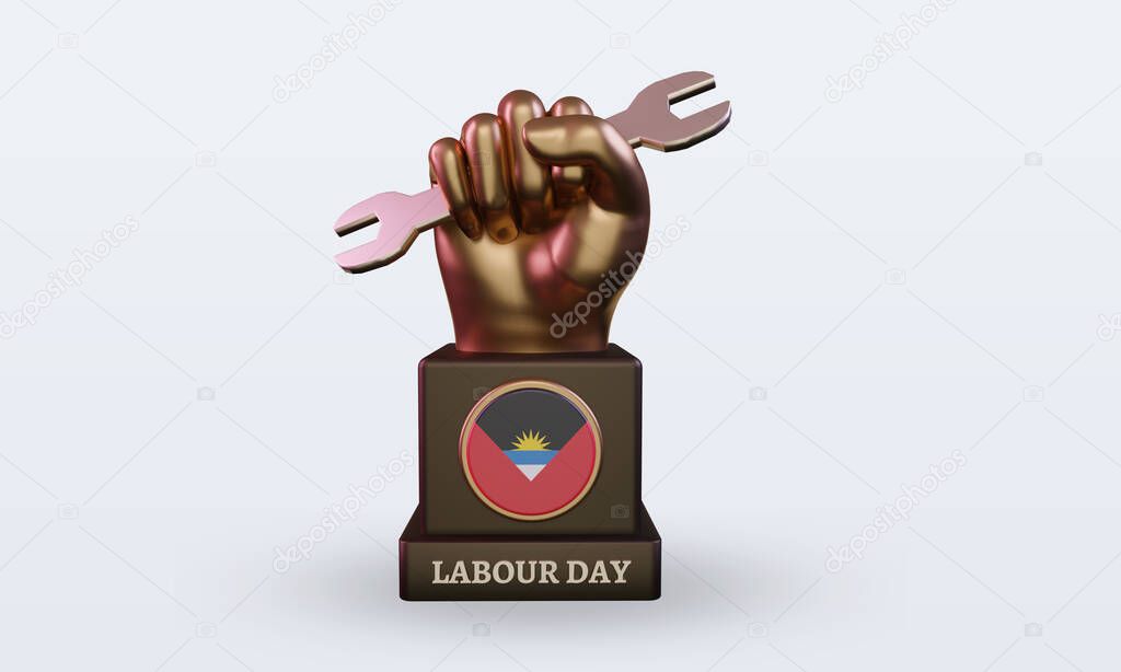 3d labour day Antigua and Barbuda flag rendering front view
