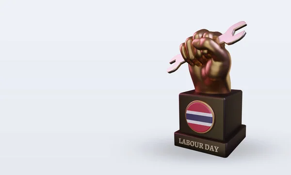 Labour Day Thailand Flag Rendering Right View — Stock Photo, Image