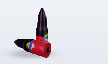 3D kurşun Antigua ve Barbuda bayrağı sola bakıyor