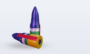 3D kurşun Orta Afrika Cumhuriyeti bayrağı sol görüşü yansıtıyor