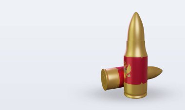 3D kurşun Karadağ bayrağı sağa bakıyor