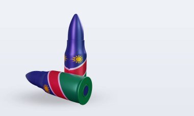 3D kurşun Namibya bayrağı sol görüşü yansıtıyor