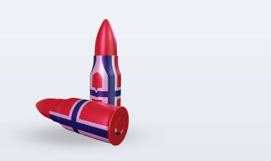 3d kurşun Norveç bayrağı sol görüşü yansıtıyor