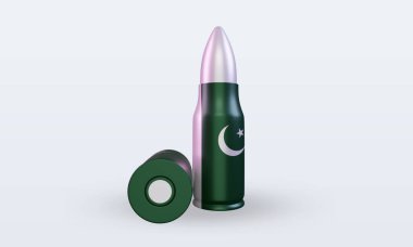3D kurşunlu Pakistan bayrağı ön görünümü yansıtıyor